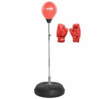 SPORTINATOR Stojak bokserski do uderzania piłek stojący trener boksu z gruszką bokserską i rękawicami bokserskimi czerwonymi