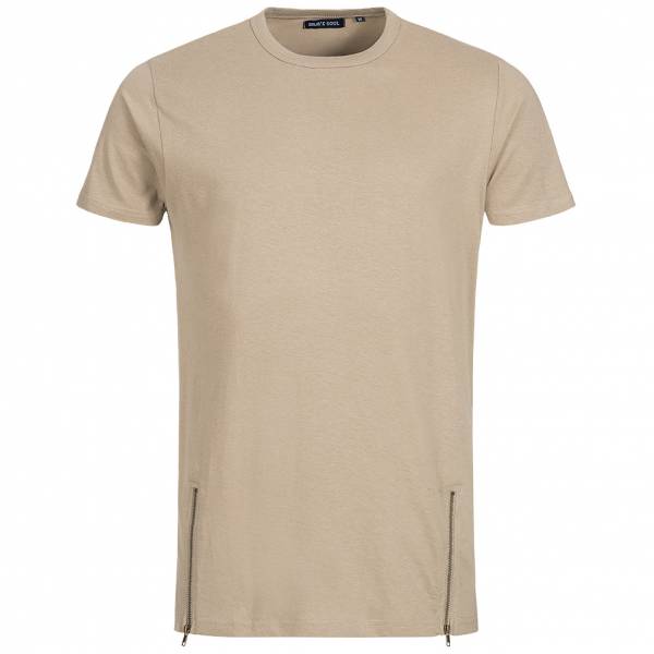 BRAVE SOUL Falcon Herren Double Zip Crew Neck T-Shirt MTS-36FALCONI Stone