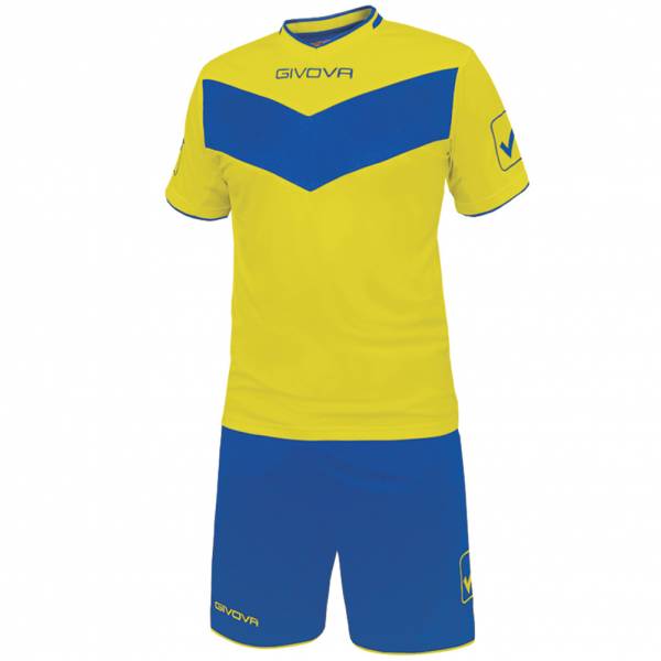 Givova Fußball Set Trikot mit Short Vittoria gelb/blau