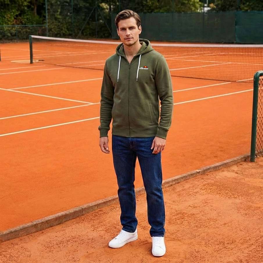 ellesse Klemerio Full Zip Men Hooded Sweat Jacket SOP23857-Khaki