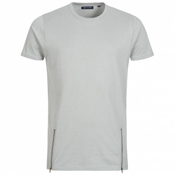 BRAVE SOUL Falcon Men's Double Zip Crew Neck T-Shirt MTS-36FALCONI Gray