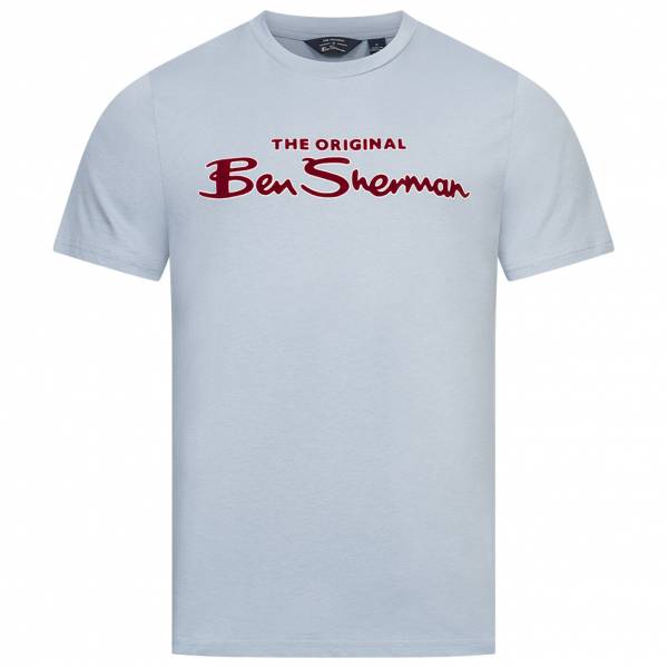 BEN SHERMAN Flocked Logo Hombre Camiseta 0076268N-AZUL HIELO