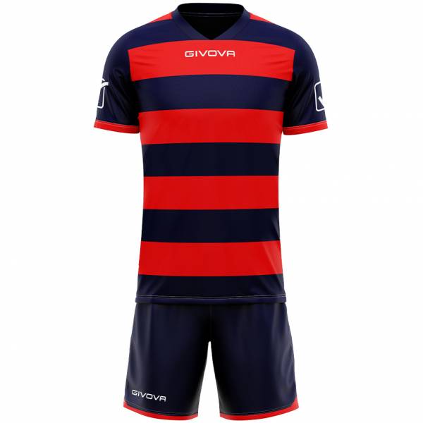 Givova Rugbytenue Shirt met short marine/rood