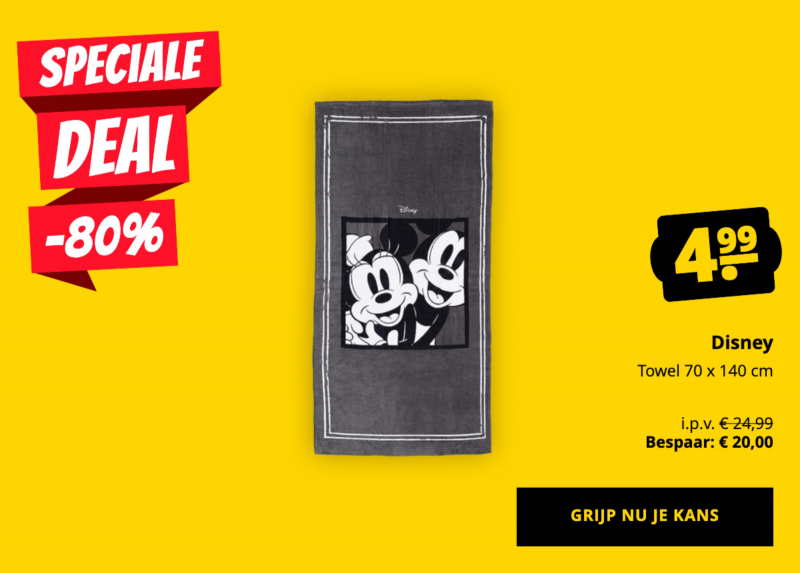 Disney Towel 70 x 140 cm slechts 4,99 €!
