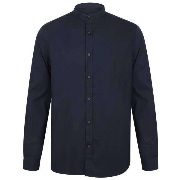 Tokyo Laundry Kampala Grandad Collar Herren Hemd 1H9635 Midnight Blue
