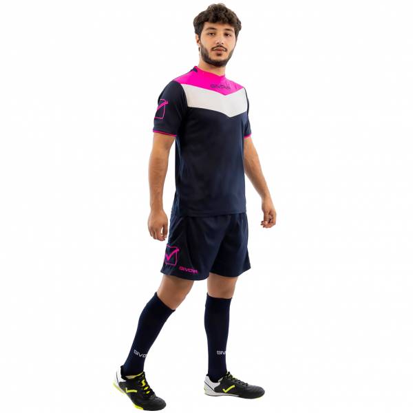 Givova Kit Campo Set Maglia + Shorts blu navy / rosa neon