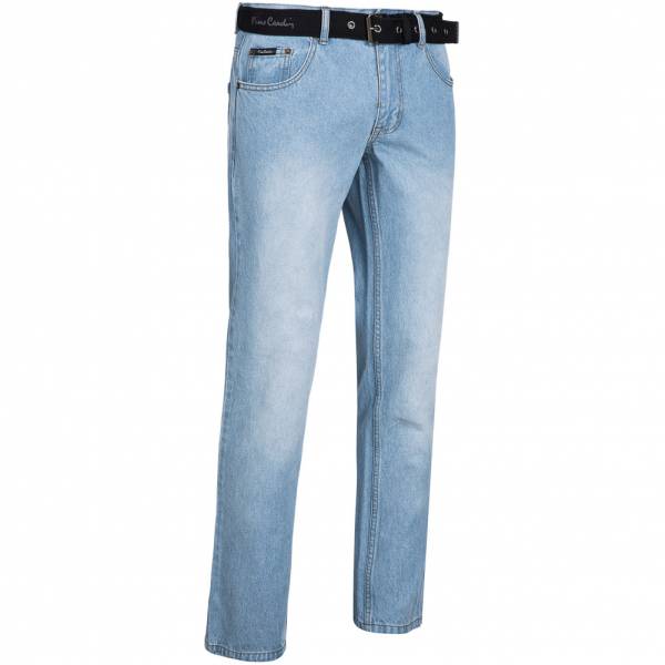 Pierre Cardin Herren Jeans Straight Leg mit Gürtel hellblau