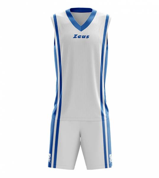 Zeus Kit Bozo Basketbalshirt + Short 2 stuks wit/royal blue