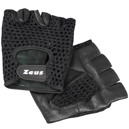 Zeus Rete Guantes cortos de cuero para levantamiento de pesas de fitness