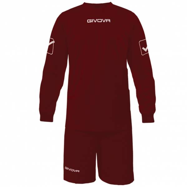 Givova Maillot de football manches longues avec kit court Givova rouge foncé