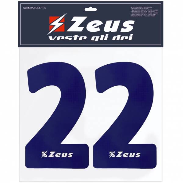 Zeus Kit de transfert des numéros de 1 à 22 25cm marine senior