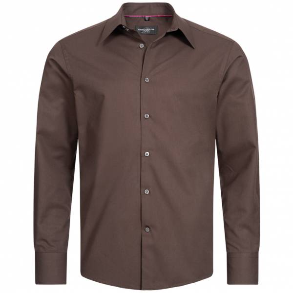 RUSSELL Longsleeve Tencel Fitted Herren Hemd 0R954M0-Chocolate