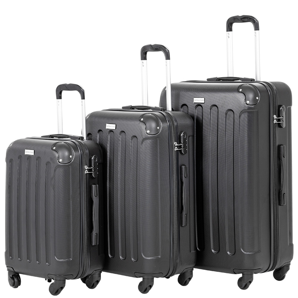 Set di 3 valigie da viaggio, 20 pollici 10 kg, 24 pollici 25 kg, 28 pollici  30 kg, lucchetto di sicurezza a 3 cifre, materiale PC+ABS resistente, ruega  girevole a 360°, oro, Set di 3 valigie : : Moda