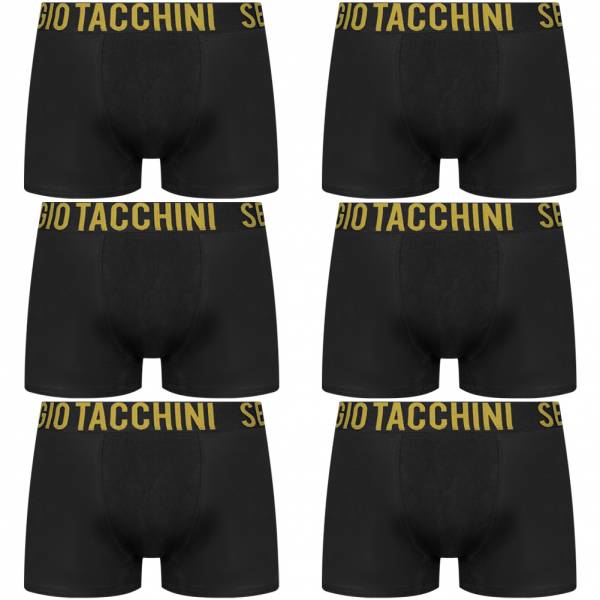 Sergio Tacchini Herren Boxershorts 6er-Pack schwarz/gold