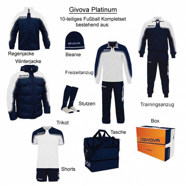 Givova Box Platinum Fußball Set 10-tlg. weiß/navy