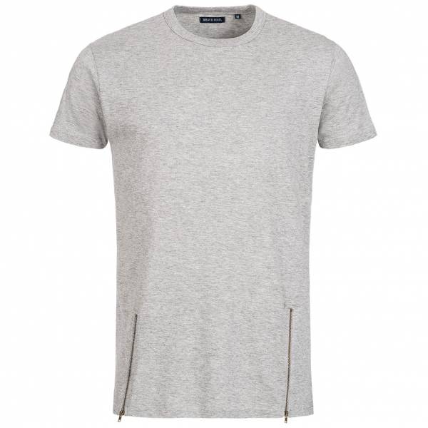 BRAVE SOUL Falcon Men's Double Zip Crew Neck T-Shirt MTS-36FALCONG Gray Marl