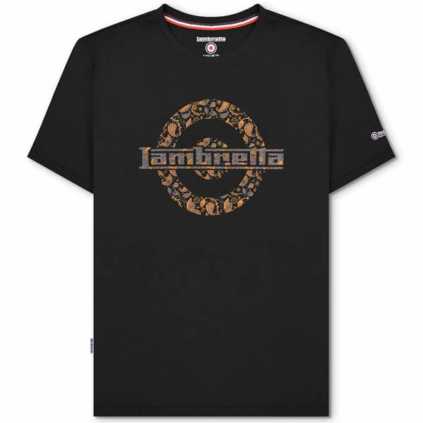 Lambretta Paisley Logo Mężczyźni T-shirt SS1011-CZARNY