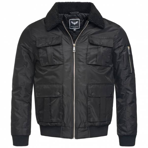 BRAVE SOUL County Contrast Borg Collar Herren Jacke MJK-COUNTY Black