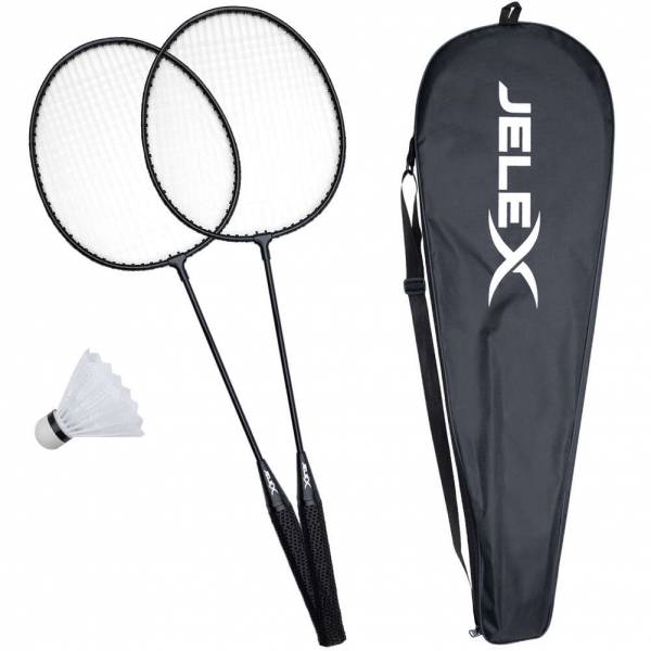 JELEX United Batminton rakets met pluimpje set van 2 zwart