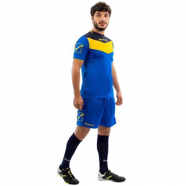 Givova Kit Campo Conjunto Camiseta + Pantalones cortos azul medio / amarillo
