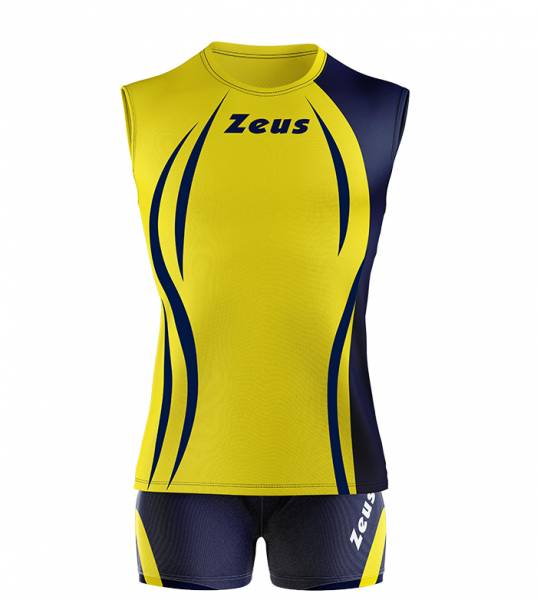 Zeus Kit Klima Femmes Maillot de sport + Short jaune/bleu