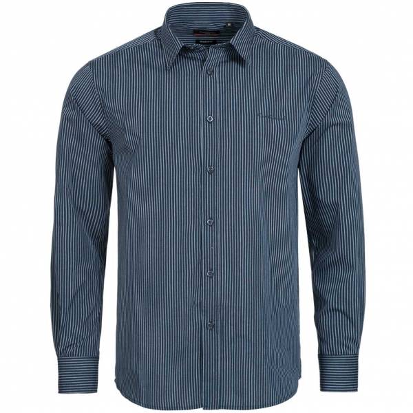 Pierre Cardin Herren Langarm Hemd Navy Stripe