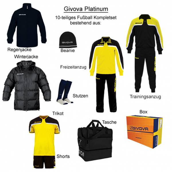 Givova Box Platinum Fußball Set 10-tlg. schwarz/gelb