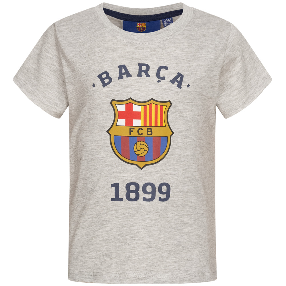 FC Barcelona Barca 1899 Baby Sport Fußball Fan Freizeit T-Shirt blau grau neu
