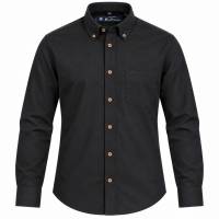 BEN SHERMAN Plain Casual Herren Langarmhemd 1014011-BLACK
