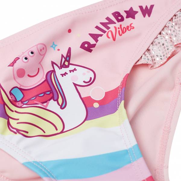 Costume Da Bagno Bambina Peppa Pig | Rosa E Viola | Stelle Marine | Taglia Regular | Ufficiale