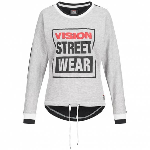 Sweat ras du cou pour femmes Vision Street Wear Sweat CL2713 gris chiné / noir