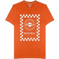 Lambretta Checker Board Mężczyźni T-shirt SS0159-BRNT POMARAŃCZOWY