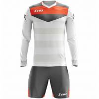 Zeus Argo Ensemble de gardien de but Manches longues Maillot avec short blanc gris