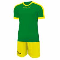 Givova Kit Revolution Camiseta de fútbol con pantalones cortos verde amarillo
