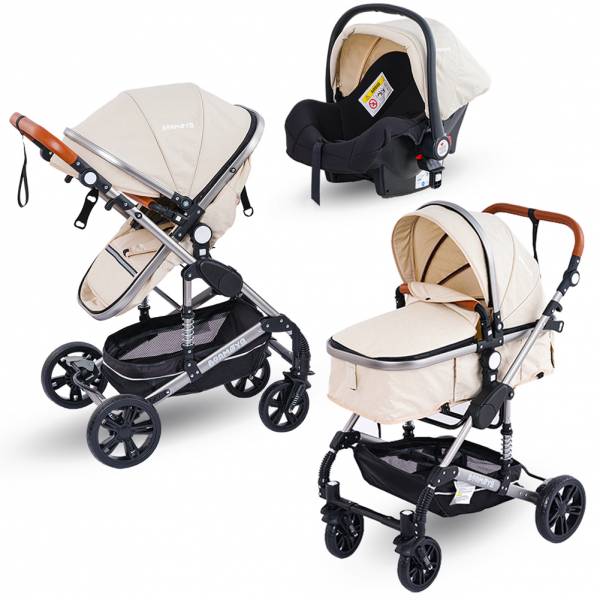 Barmøya Set completo passeggino combinato 3 in 1 beige