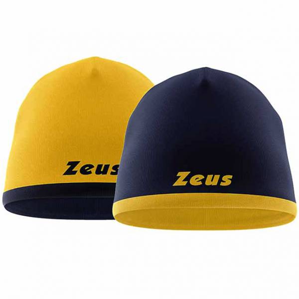 Zeus Reversible Beanie Winter Hat yellow Navy