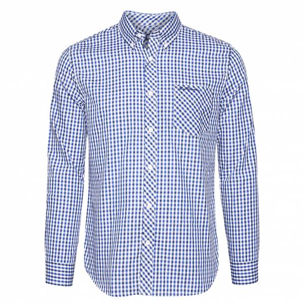 BEN SHERMAN Gingham Men Long-sleeved Shirt 0077860-BLUE
