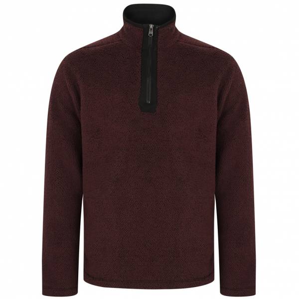 Kensington Micro Herren 1/4 Zip Fleece Sweatshirt 1D11403 Oxblood/Black
