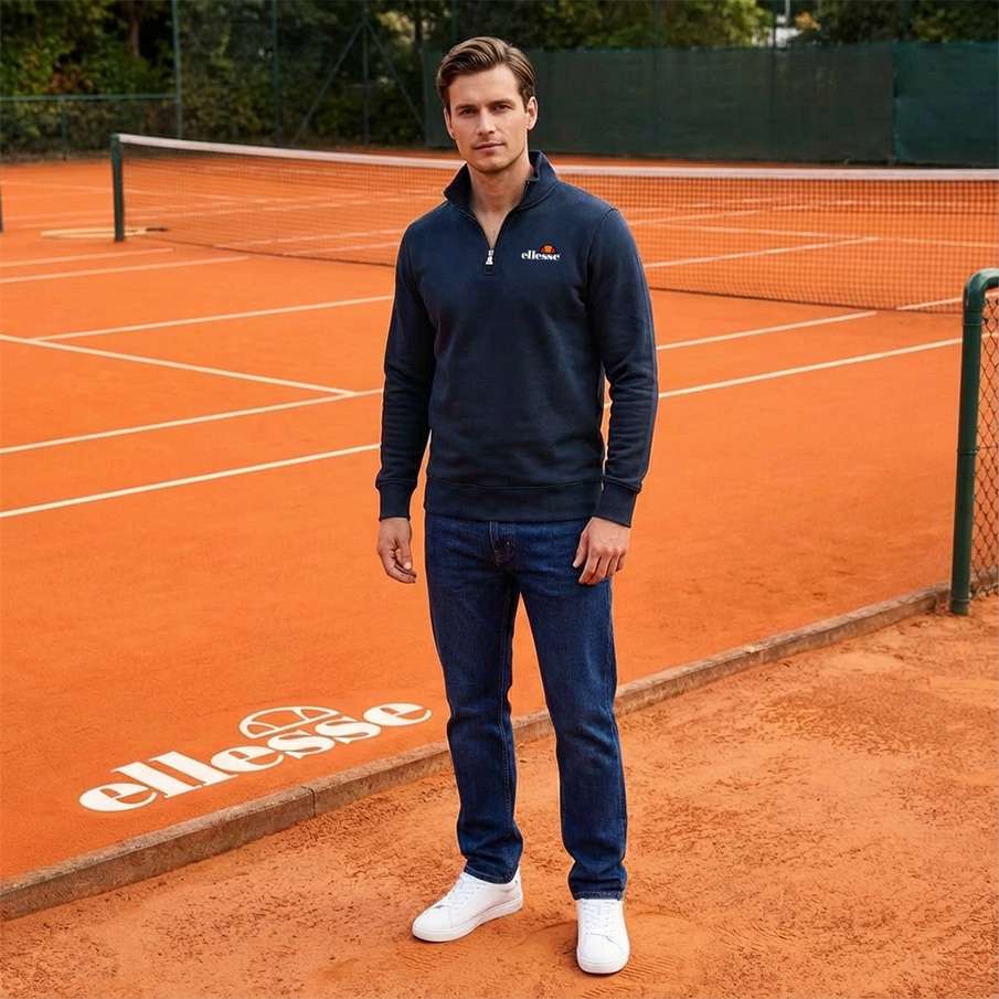 ellesse Benevento Men 1/4-Zip Sweatshirt SOP23856-Navy | SportSpar.com