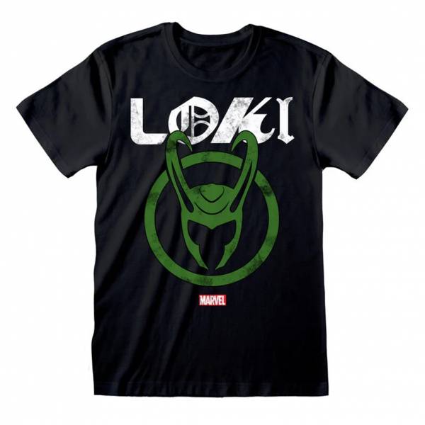 Loki Marvel Distressed Logo Men T-shirt LOK06170TSB