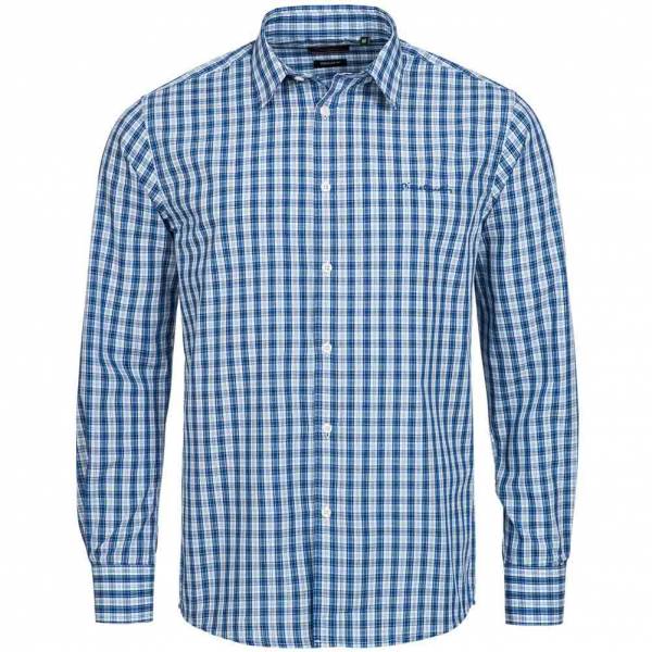 Pierre Cardin Herren Langarm Hemd blau karo