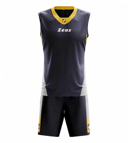 Zeus Kit King Maglia da basket + Shorts blu/giallo