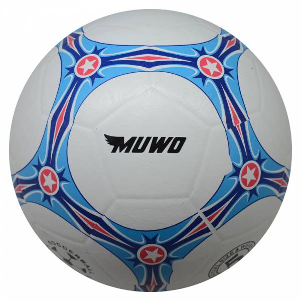 MUWO &quot;Topscorer&quot; rubber Voetbal wit blauw