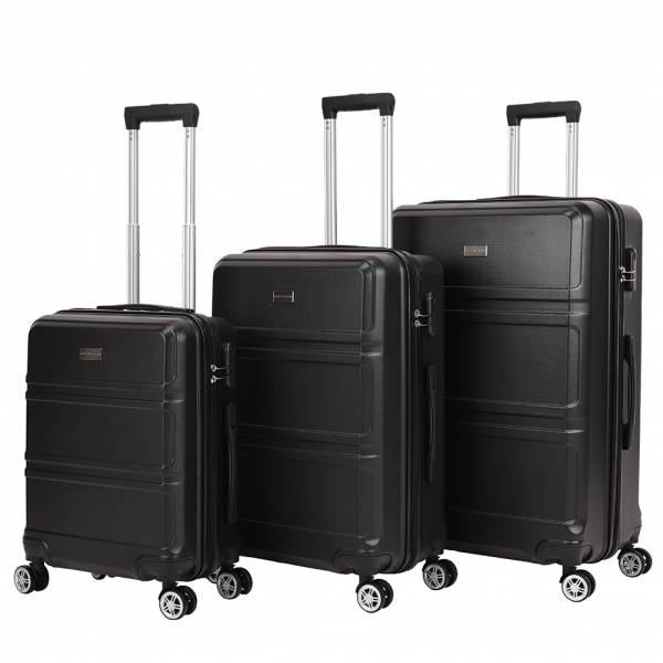 VERTICAL STUDIO &quot;Bars&quot; Suitcase Set of 3 20&quot; 24&quot; 28&quot; black