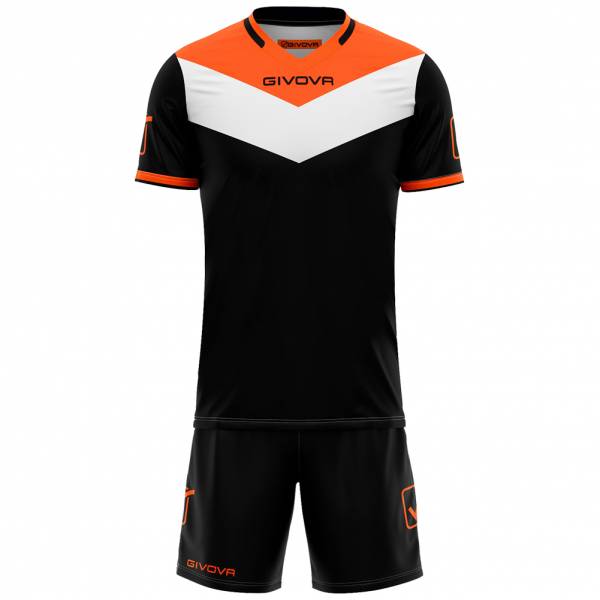 Givova Kit Campo Conjunto Camiseta + Pantalones cortos negro / naranja neón