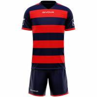 Givova Conjunto de rugby Camiseta con pantalones cortos azul marino/rojo