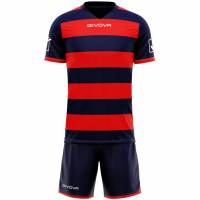 Givova Tenue de rugby Maillot avec short marine/rouge