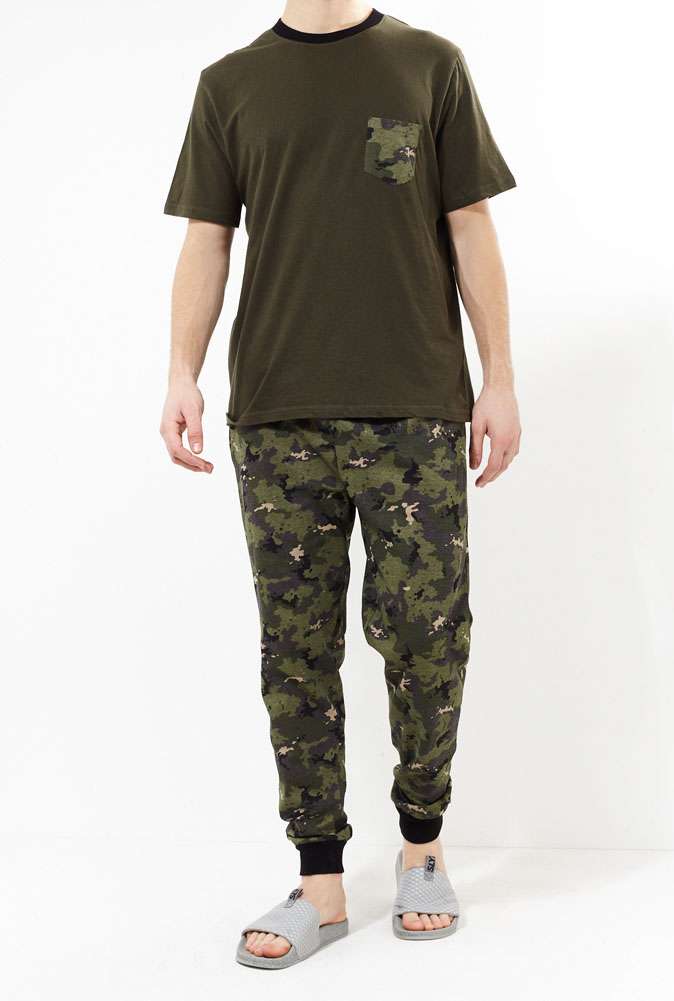 BRAVE SOUL CoOrd Camouflage Pajama Pajamas MLWS451SAMA Khaki