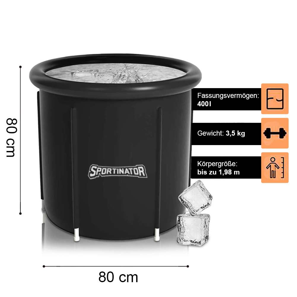 Bac à Glace Sportinator 400L - Thérapie Par Le Froid, Tissu 5 Couches, Avec Thermomètre Et Pompe à Air