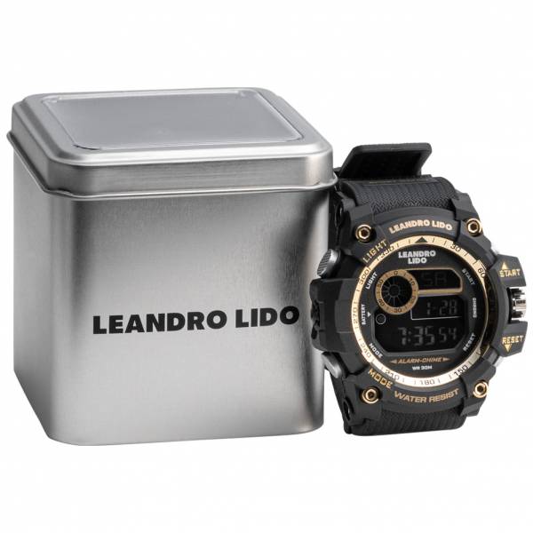 LEANDRO LIDO "Genua" Unisex Sport Uhr schwarz gold